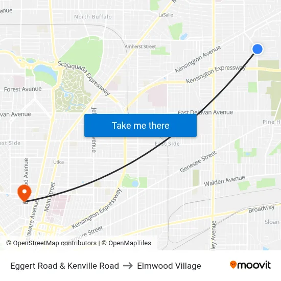 Eggert Road & Kenville Road to Elmwood Village map