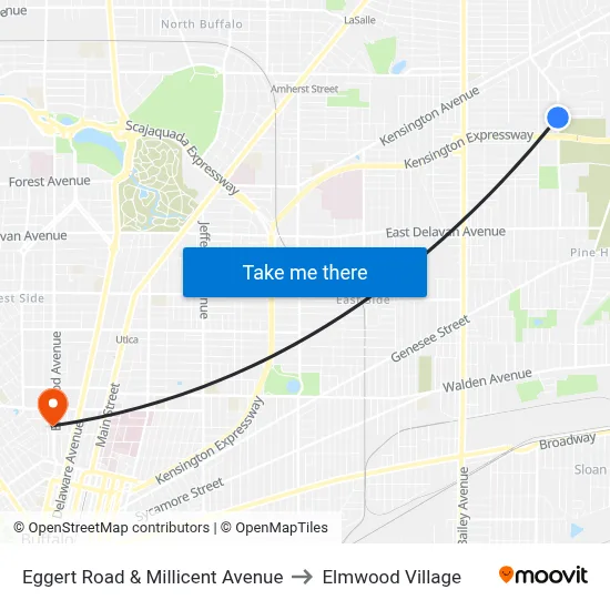 Eggert Road & Millicent Avenue to Elmwood Village map