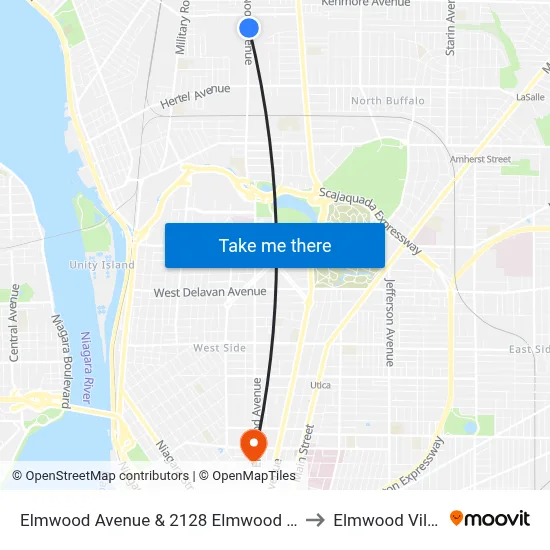 Elmwood Avenue & 2128 Elmwood Avenue to Elmwood Village map