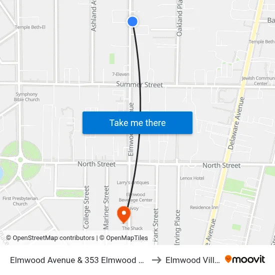 Elmwood Avenue & 353 Elmwood Avenue to Elmwood Village map