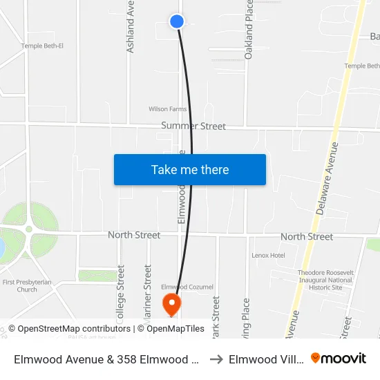 Elmwood Avenue & 358 Elmwood Avenue to Elmwood Village map