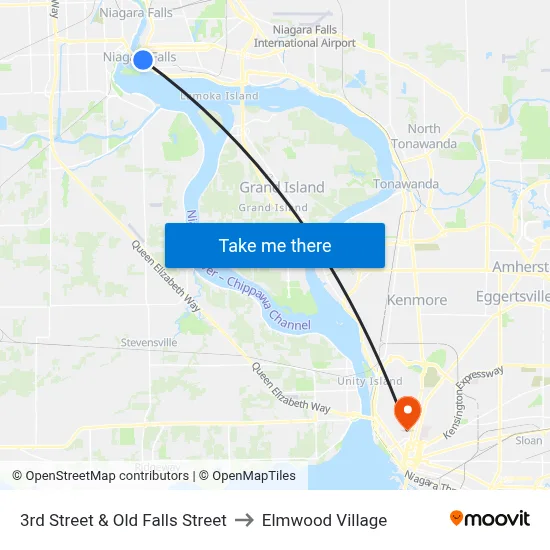 3rd Street & Old Falls Street to Elmwood Village map