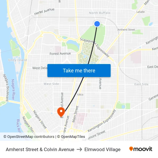 Amherst Street & Colvin Avenue to Elmwood Village map