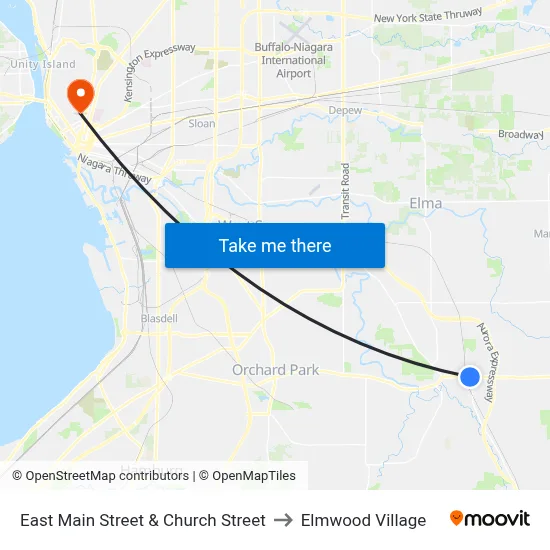 East Main Street & Church Street to Elmwood Village map