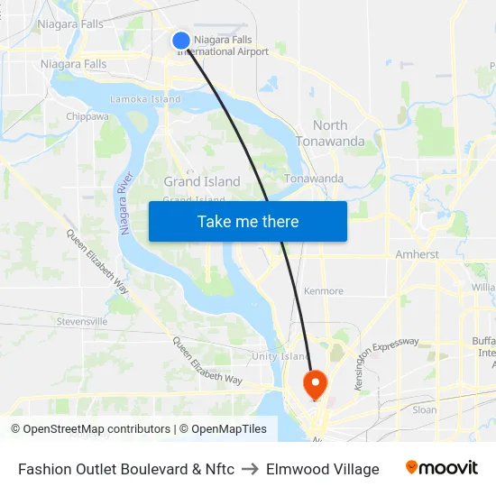 Fashion Outlet Boulevard & Nftc to Elmwood Village map