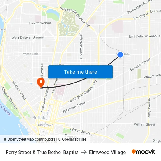 Ferry Street & True Bethel Baptist to Elmwood Village map