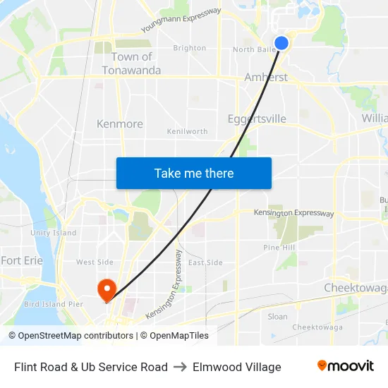 Flint Road & Ub Service Road to Elmwood Village map