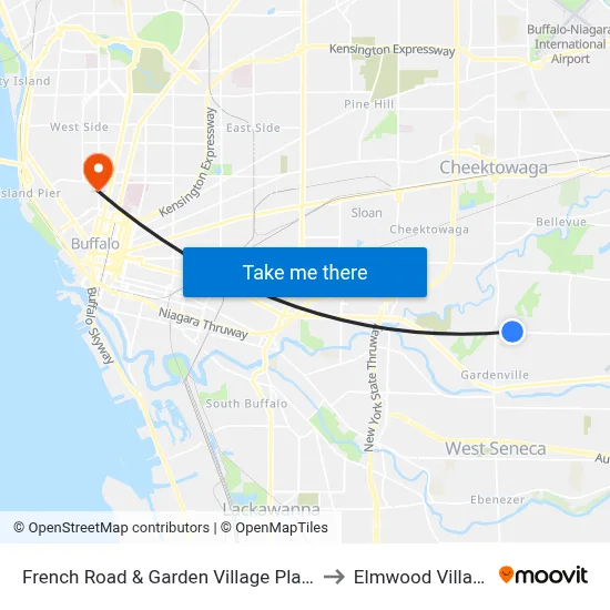 French Road & Garden Village Plaza to Elmwood Village map