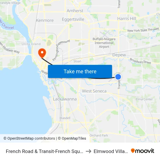 French Road & Transit-French Square to Elmwood Village map