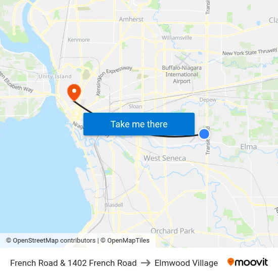 French Road & 1402 French Road to Elmwood Village map