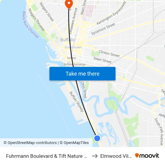 Fuhrmann Boulevard & Tift Nature Preserve to Elmwood Village map