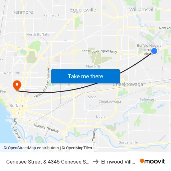 Genesee Street & 4345 Genesee Street to Elmwood Village map