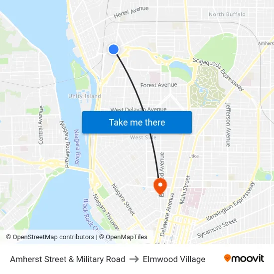 Amherst Street & Military Road to Elmwood Village map