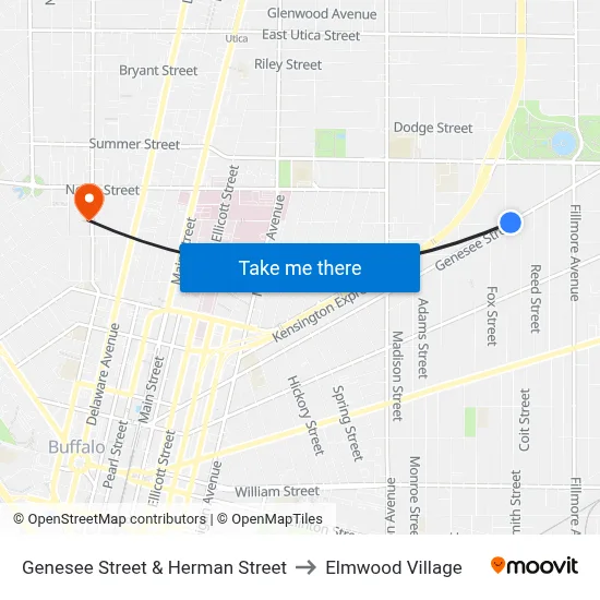 Genesee Street & Herman Street to Elmwood Village map