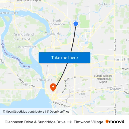 Glenhaven Drive & Sundridge Drive to Elmwood Village map
