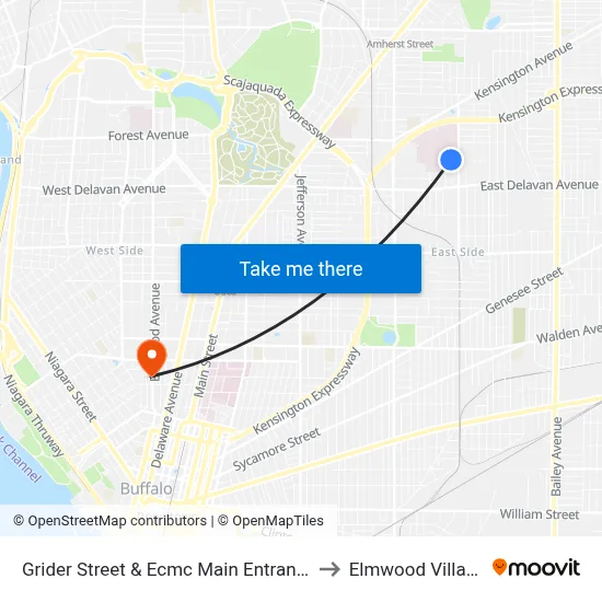 Grider Street & Ecmc Main Entrance to Elmwood Village map