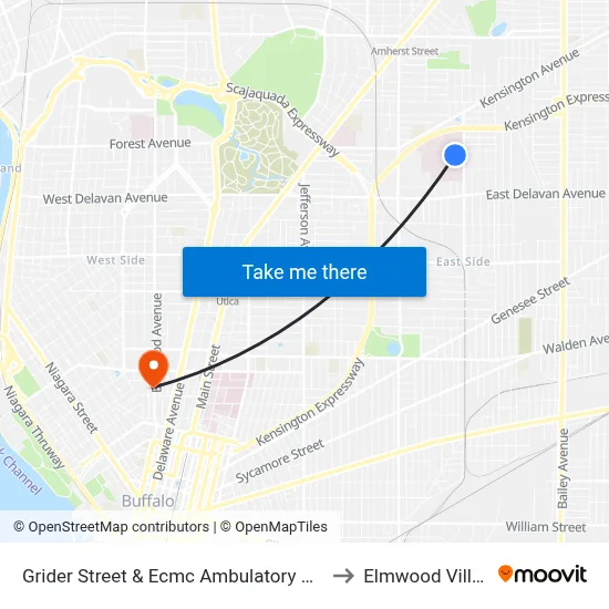 Grider Street & Ecmc Ambulatory Center to Elmwood Village map