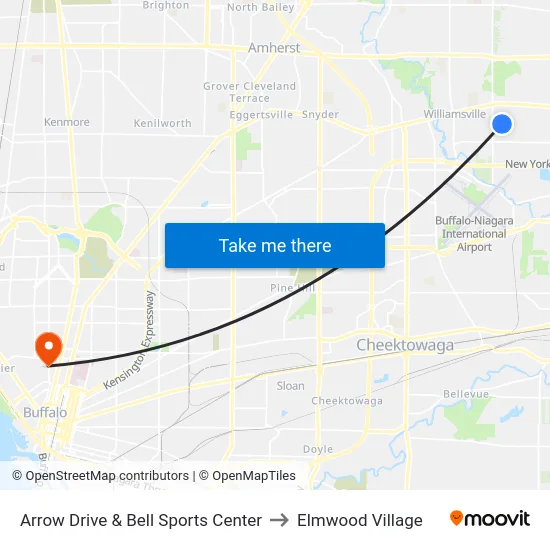 Arrow Drive & Bell Sports Center to Elmwood Village map