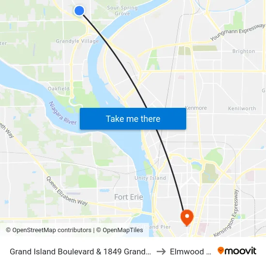 Grand Island Boulevard & 1849 Grand Island Boulevard to Elmwood Village map