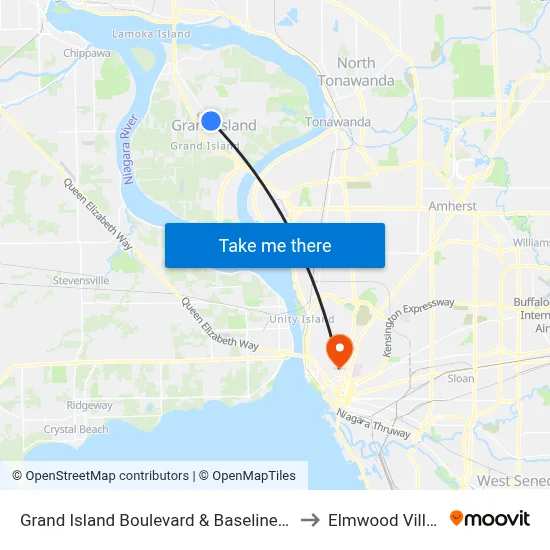 Grand Island Boulevard & Baseline Road to Elmwood Village map
