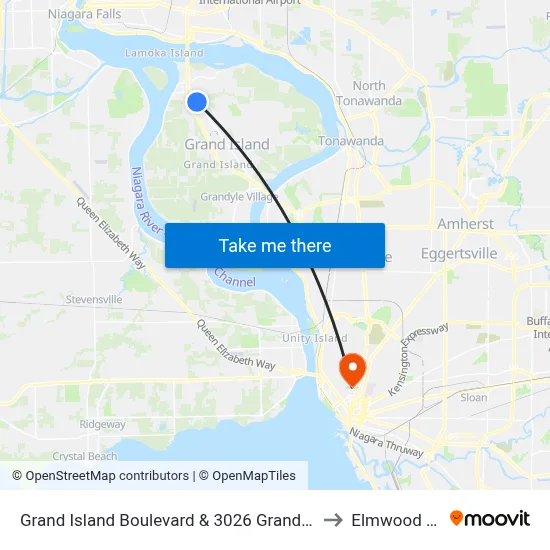 Grand Island Boulevard & 3026 Grand Island Boulevard to Elmwood Village map
