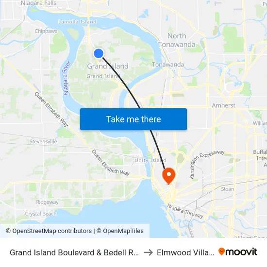 Grand Island Boulevard & Bedell Road to Elmwood Village map