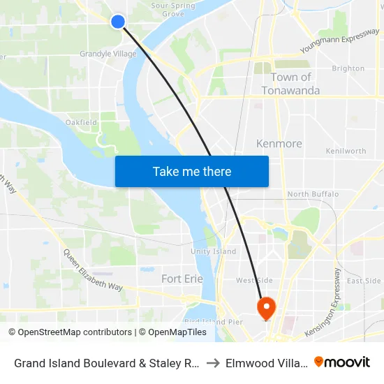 Grand Island Boulevard & Staley Road to Elmwood Village map
