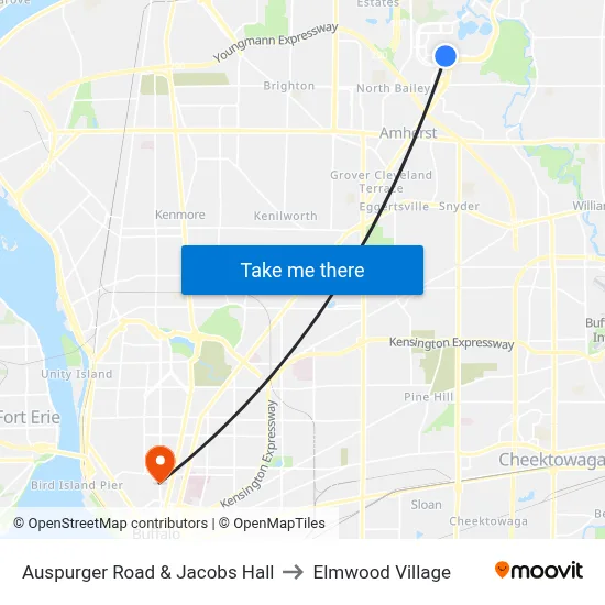 Auspurger Road & Jacobs Hall to Elmwood Village map