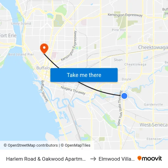 Harlem Road & Oakwood Apartments to Elmwood Village map