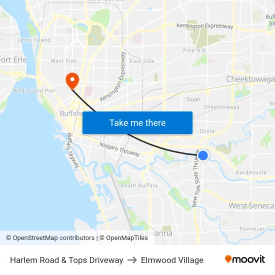Harlem Road & Tops Driveway to Elmwood Village map