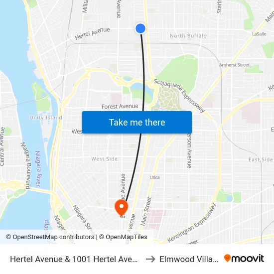 Hertel Avenue & 1001 Hertel Avenue to Elmwood Village map