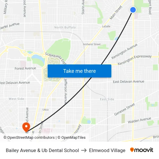 Bailey Avenue & Ub Dental School to Elmwood Village map