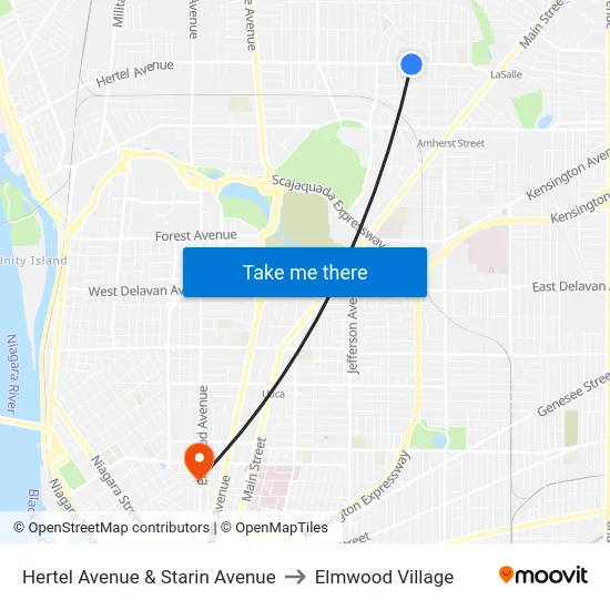 Hertel Avenue & Starin Avenue to Elmwood Village map