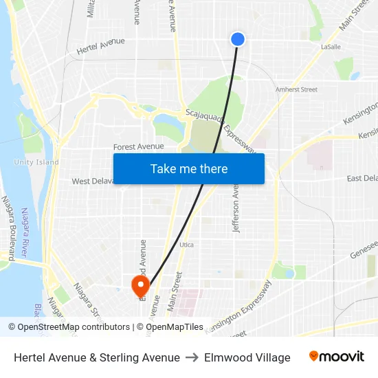 Hertel Avenue & Sterling Avenue to Elmwood Village map