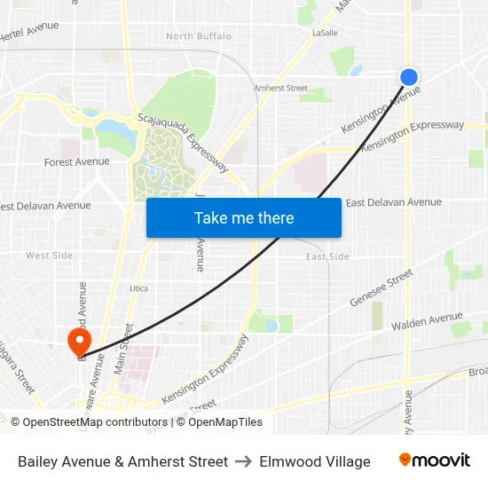 Bailey Avenue & Amherst Street to Elmwood Village map