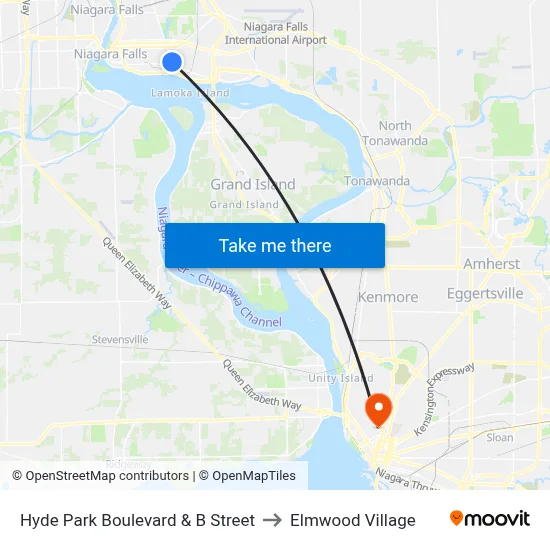 Hyde Park Boulevard & B Street to Elmwood Village map