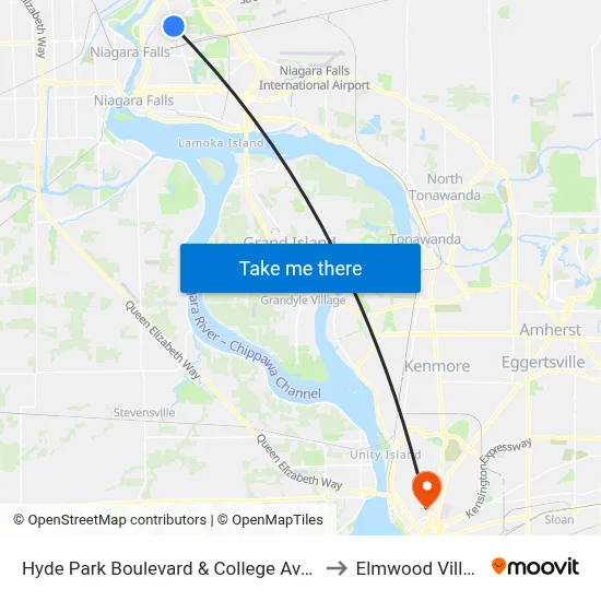 Hyde Park Boulevard & College Avenue to Elmwood Village map