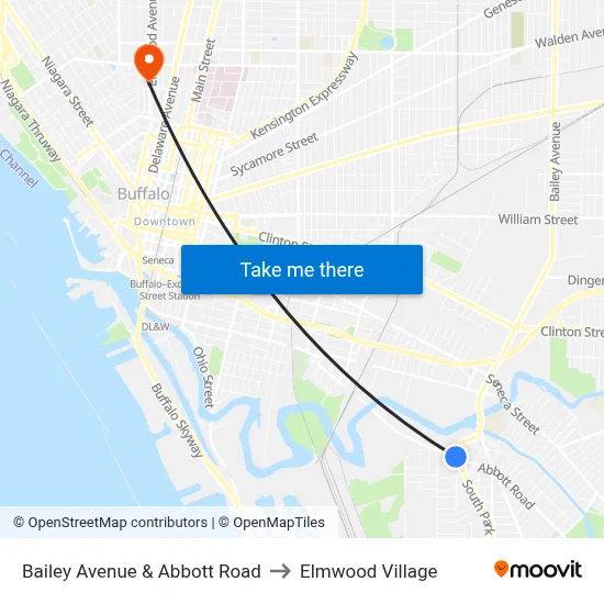 Bailey Avenue & Abbott Road to Elmwood Village map