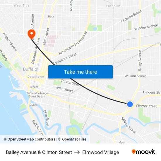 Bailey Avenue & Clinton Street to Elmwood Village map