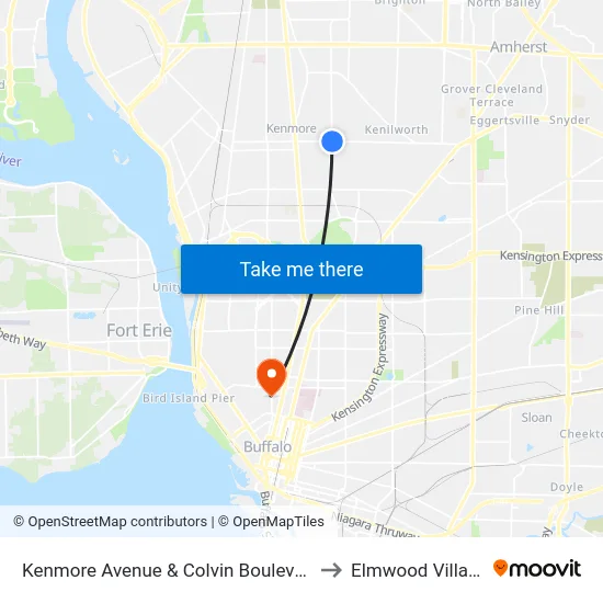 Kenmore Avenue & Colvin Boulevard to Elmwood Village map