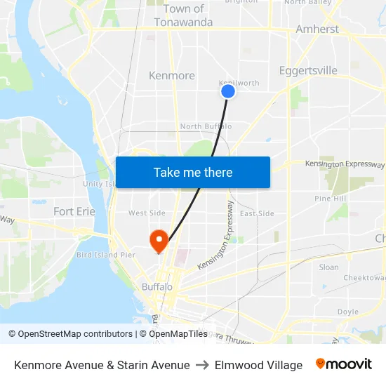 Kenmore Avenue & Starin Avenue to Elmwood Village map