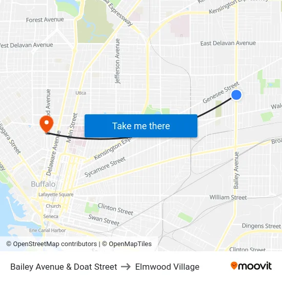 Bailey Avenue & Doat Street to Elmwood Village map