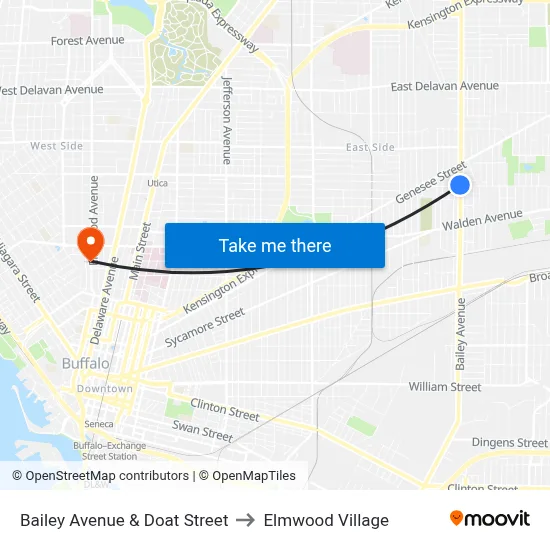 Bailey Avenue & Doat Street to Elmwood Village map