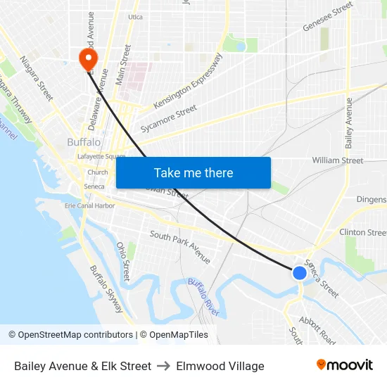 Bailey Avenue & Elk Street to Elmwood Village map