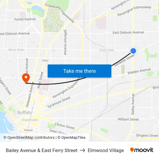Bailey Avenue & East Ferry Street to Elmwood Village map