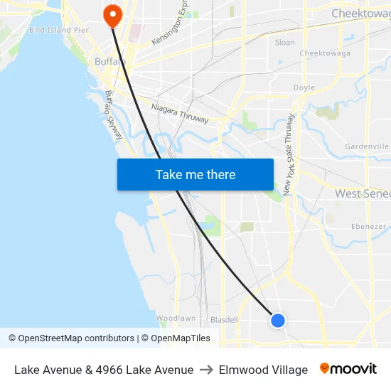 Lake Avenue & 4966 Lake Avenue to Elmwood Village map