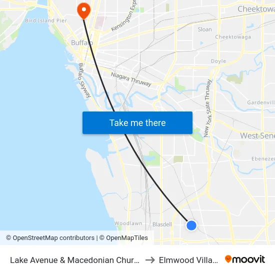 Lake Avenue & Macedonian Church to Elmwood Village map