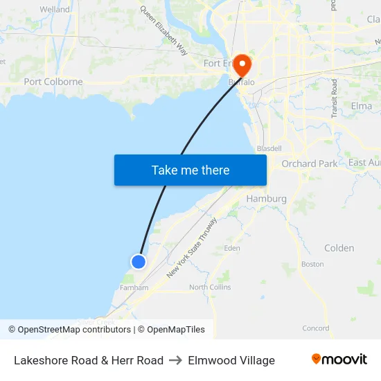 Lakeshore Road & Herr Road to Elmwood Village map