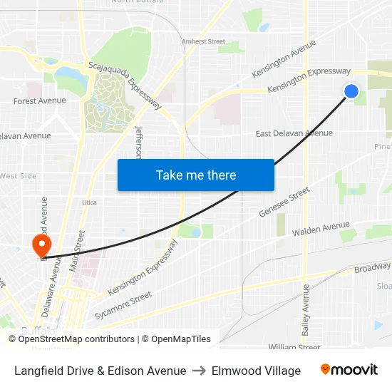 Langfield Drive & Edison Avenue to Elmwood Village map