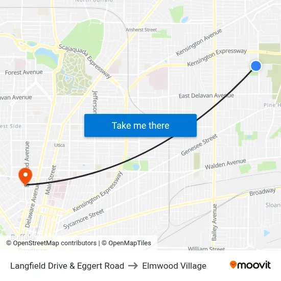 Langfield Drive & Eggert Road to Elmwood Village map